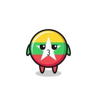 the bored expression of cute myanmar flag characters vector