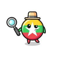 myanmar flag detective character is analyzing a case vector