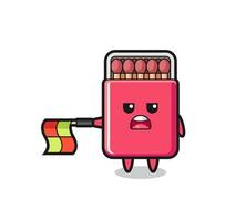 matches box character as line judge hold the flag straight horizontally vector