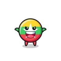 the illustration of cute myanmar flag doing scare gesture vector