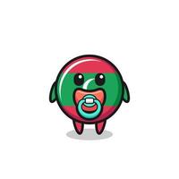 baby maldives flag cartoon character with pacifier