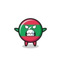 wrathful expression of the maldives flag mascot character vector