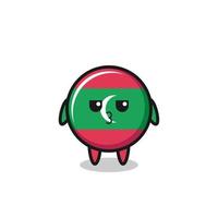 the bored expression of cute maldives flag characters vector