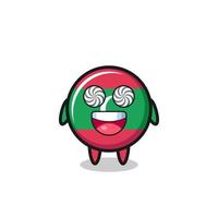 cute maldives flag character with hypnotized eyes vector