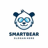 Smart Bear in Sunglasses logo design template vector