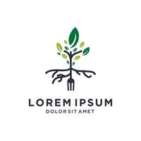 tree root with fork logo design template. simple flat design vector illustration