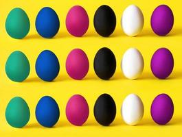 Colorful eggs on the yellow background. Black lives matter, all lives matter, diversity,  equal rights concept photo