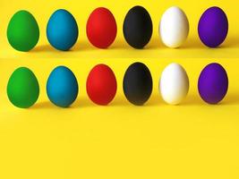 Colorful eggs on the yellow background. Black lives matter, all lives matter, diversity,  equal rights concept photo