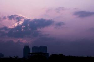 Light of the morning sun and the high-rise building photo