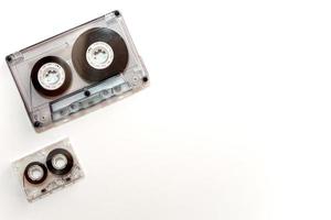 Different sizes of audio cassette tape isolated photo