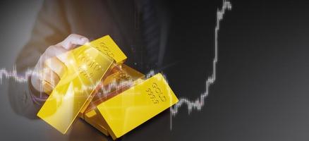 Investing in gold stocks, gold trading concept photo