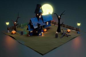 halloween black castle in night scene photo