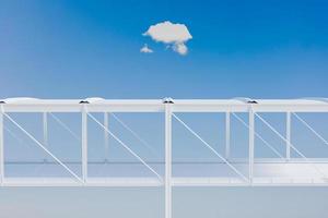 3D minimal of white footbridge with cloud and sky photo