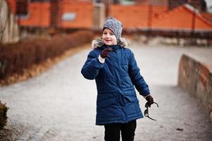 Boy at historical Mikulov Castle, Moravia, Czech Republic. Old European town. photo