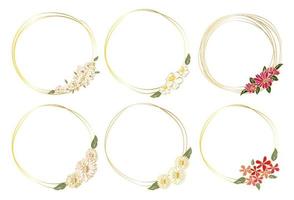 Set of beautiful flower wreath, floral frames set. Vector illustration.