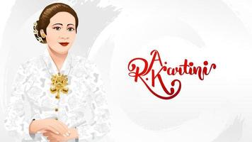 Kartini Day, R A Kartini the heroes of women and human right in Indonesia. banner template design background - Vector