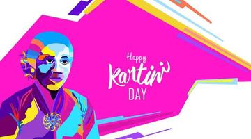 Raden Adjeng Kartini the heroes of women and human right in Indonesia. Colorful pop art with modern and futuristic background. - Vector