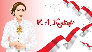 Kartini Day, R A Kartini the heroes of women and human right in Indonesia. banner template design background - Vector