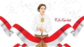 día de kartini, ra kartini los héroes de las mujeres y los derechos humanos en indonesia. fondo de diseño de plantilla de banner - vector