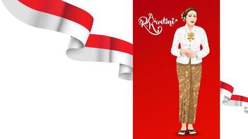 día de kartini, ra kartini los héroes de las mujeres y los derechos humanos en indonesia. fondo de diseño de plantilla de banner - vector