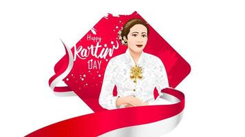 día de kartini, ra kartini los héroes de las mujeres y los derechos humanos en indonesia. fondo de diseño de plantilla de banner - vector