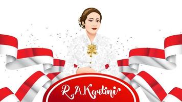 Kartini Day, R A Kartini the heroes of women and human right in Indonesia. banner template design background - Vector