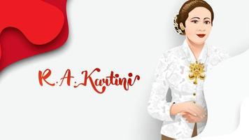 día de kartini, ra kartini los héroes de las mujeres y los derechos humanos en indonesia. fondo de diseño de plantilla de banner - vector