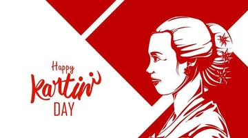 Raden Adjeng Kartini the heroes of women and human right in Indonesia with abstract futuristic triangle concept background. - Vector
