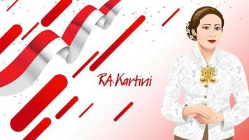 Kartini Day, R A Kartini the heroes of women and human right in Indonesia. banner template design background - Vector