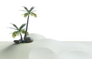 Coconut tree in small island, low polygon 3D picture of island on white background with clippings path photo