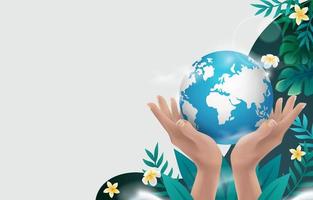 Hand Holding Earth Background Concept vector