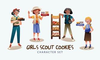 Girls Scout Cookies Character Set vector