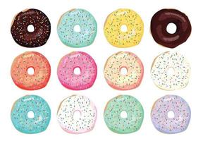 Set of colorful cartoon donut isolated for your design. Vector illustration.