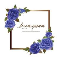 Rose watercolor frame. Floral wreath vector illustration.