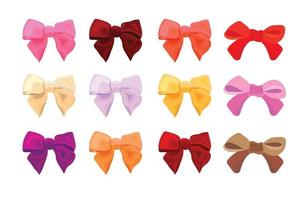 Colorful bow collection for design. Vector illustration.