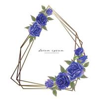 Rose watercolor frame. Floral wreath vector illustration.