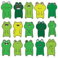 Set of frog character design. Vector illustration.