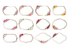 Set of beautiful flower wreath, floral frames set. Vector illustration.