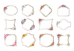 Set of beautiful flower wreath, floral frames set. Vector illustration.