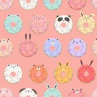 Cute donut seamless pattern background. Vector illustration.