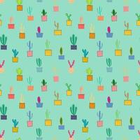 Cactus seamless pattern background. Vector illustration for fabric and gift wrap paper design.