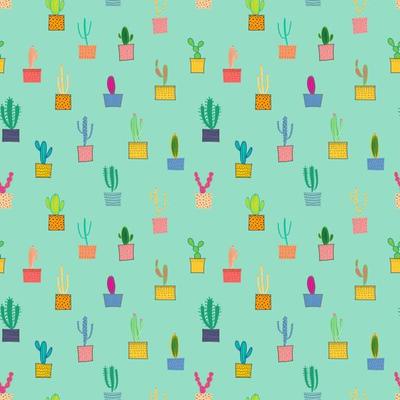 Cactus seamless pattern background. Vector illustration for fabric and gift wrap paper design.