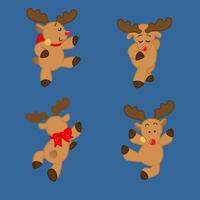 Illustration character set Dancing reindeer, Cute cartoon vector