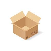 Empty cardboard box opened isolated on transparent white background - eps10 vector illustration