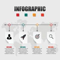 business concept timeline. Infograph template, realistic paper 4 steps infographic, vector banner can be used for workflow layout, diagram,presentation, education or any number option.