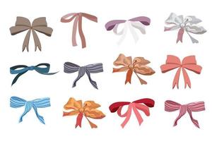 Colorful bow collection for design. Vector illustration.