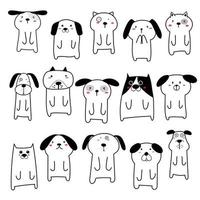 Set of cute dog character design. Vector illustration.