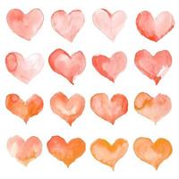 conjunto de acuarela de corazón para el diseño de tarjeta de feliz día de san valentín. ilustración vectorial dibujada a mano. vector