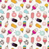 Cute ice cream seamless pattern background. Vector illustration.