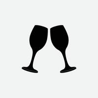 Cheers icon isolated on white background. Two wine glasses silhouette. vector